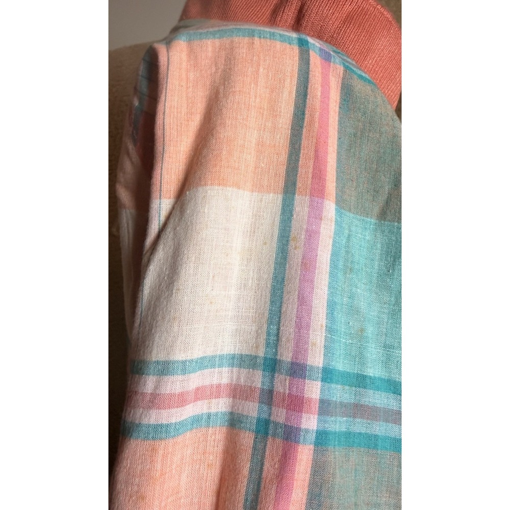 Vintage 90s GANT Reversible Harrington Jacket Plaid Coral Pink Mens L Preppy - Picture 13 of 16
